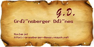 Grünsberger Dénes névjegykártya